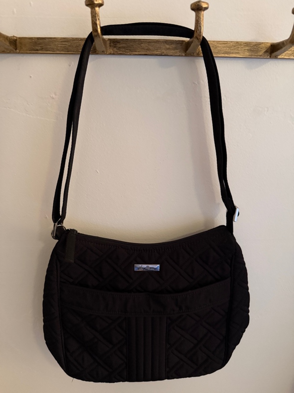 Vera Bradley Black Quilted Shoulder Bag with Crossbody Strap